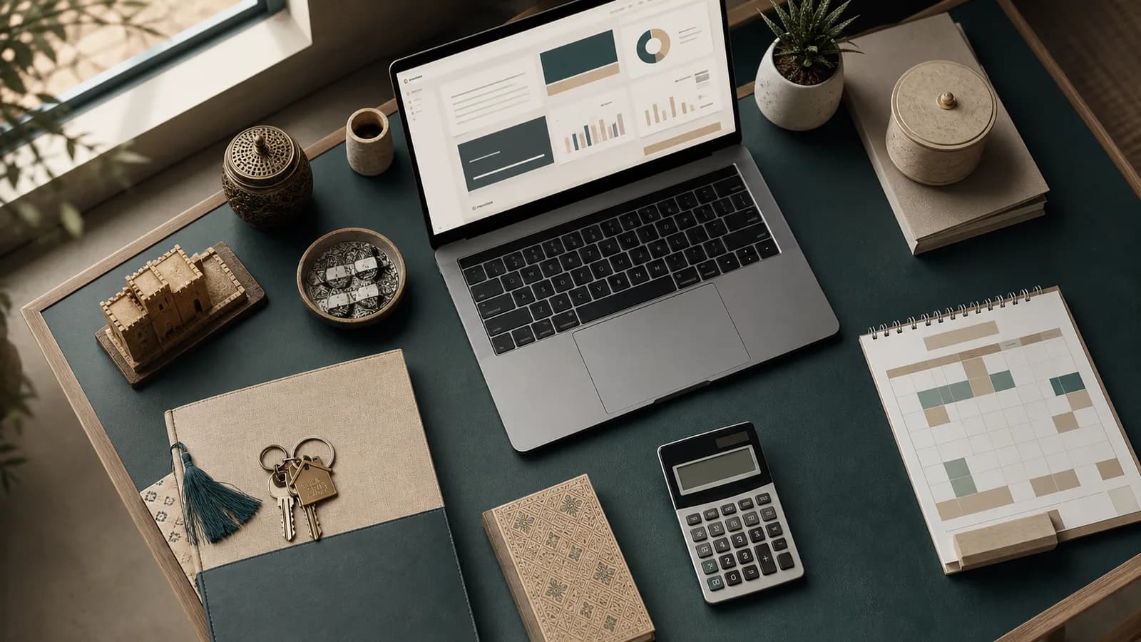 Organized rent tracking workspace with payment records and property dashboard